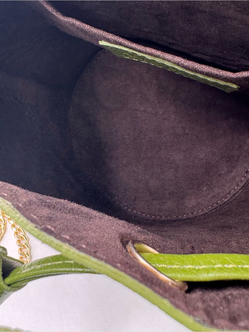 Anna Paola Gorgeous Green Leather Drawstring Bucket Bag, Made in Italy - Picture 14 of 16